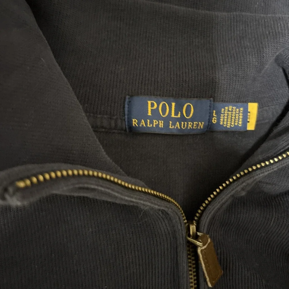 Polo Ralph Lauren Men's Cotton Navy 1/4 Zip Mock Neck Knit Sweater Size L
